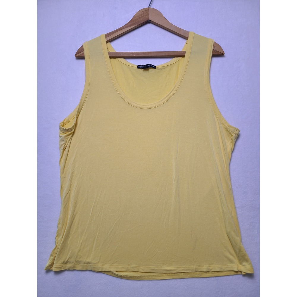 Boston Proper XL Tank Top Casual Basic Yellow Scoop Neck Sleeveless Miniaml